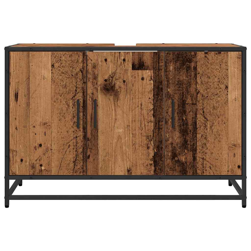 Baderomsskap med dør Gamle tre 90 x 33 x 60 cm Konstruert tre