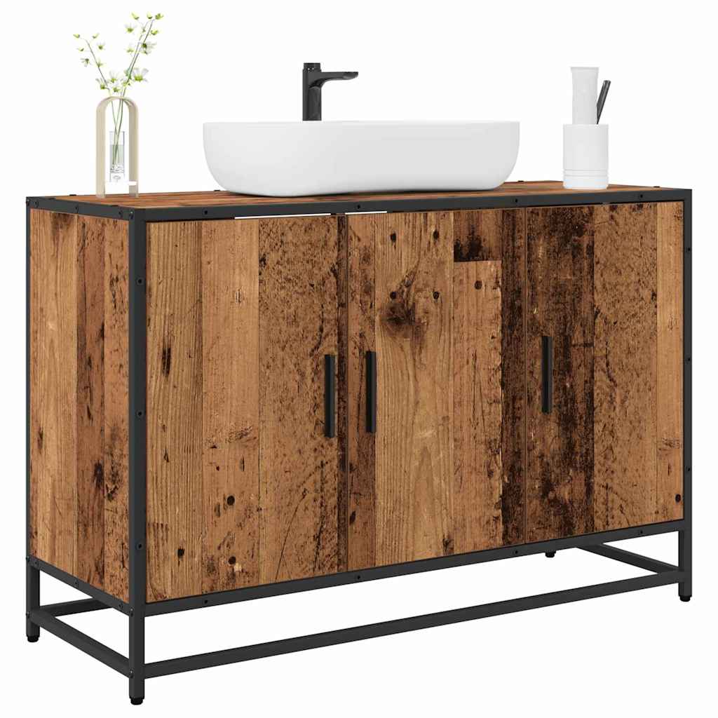 Baderomsskap med dør Gamle tre 90 x 33 x 60 cm Konstruert tre