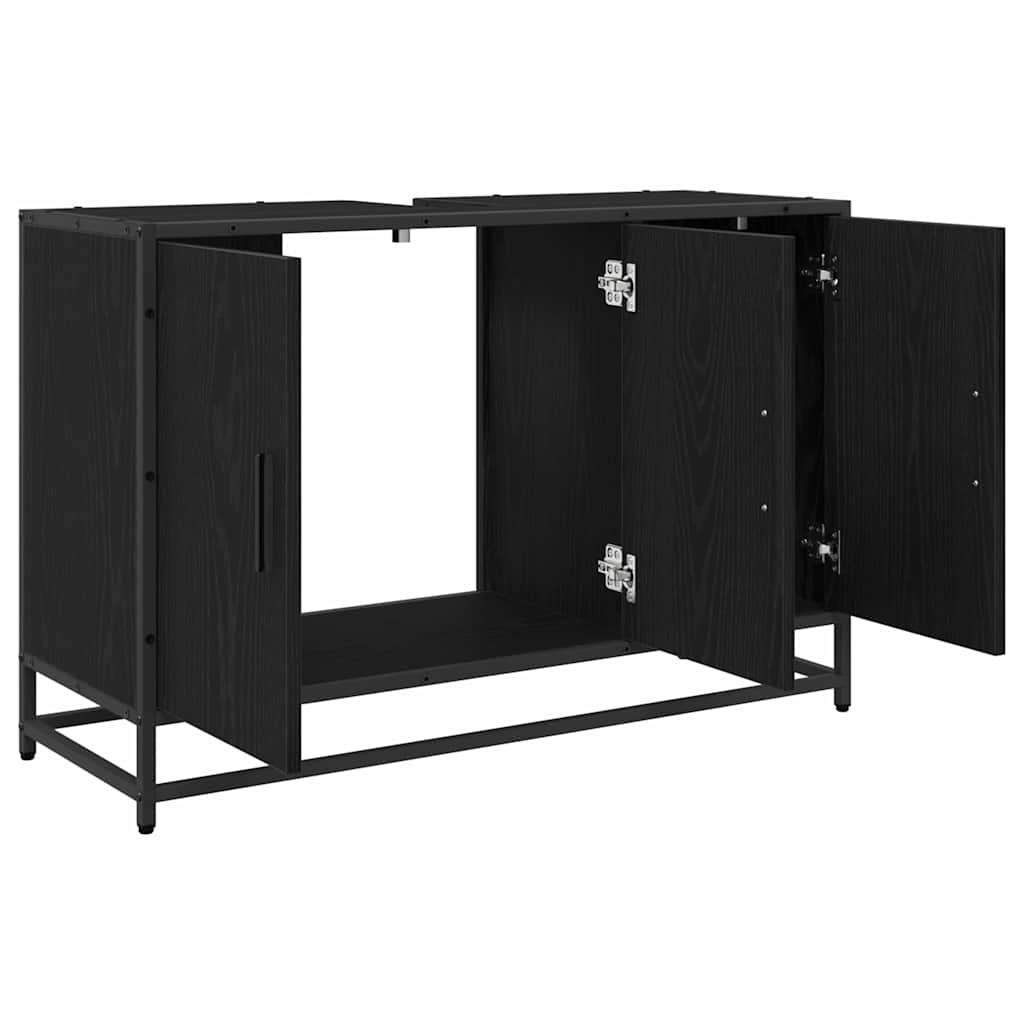 Baderomsskap med dør Svart Eik 90 x 33 x 60 cm Konstruert tre