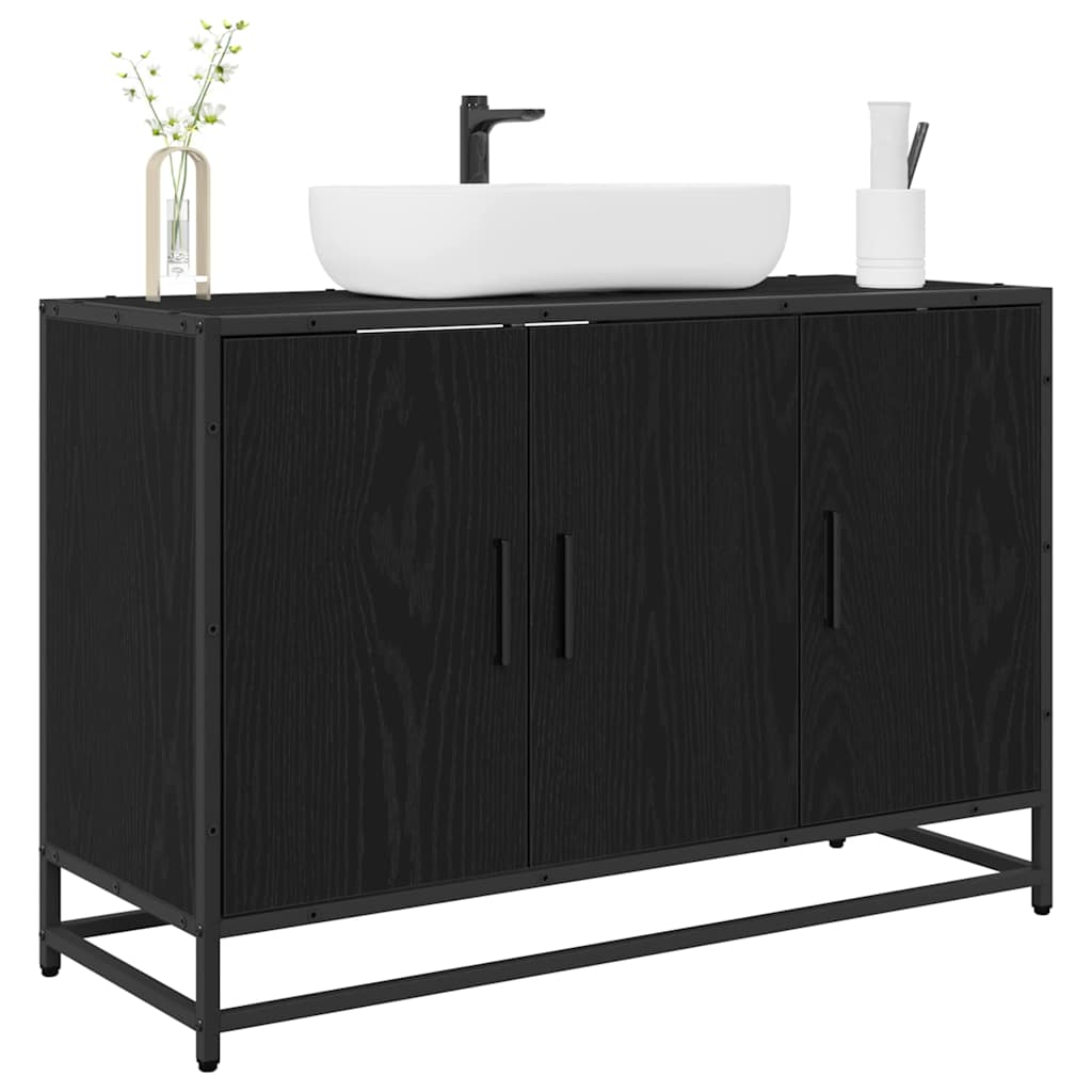 Baderomsskap med dør Svart Eik 90 x 33 x 60 cm Konstruert tre