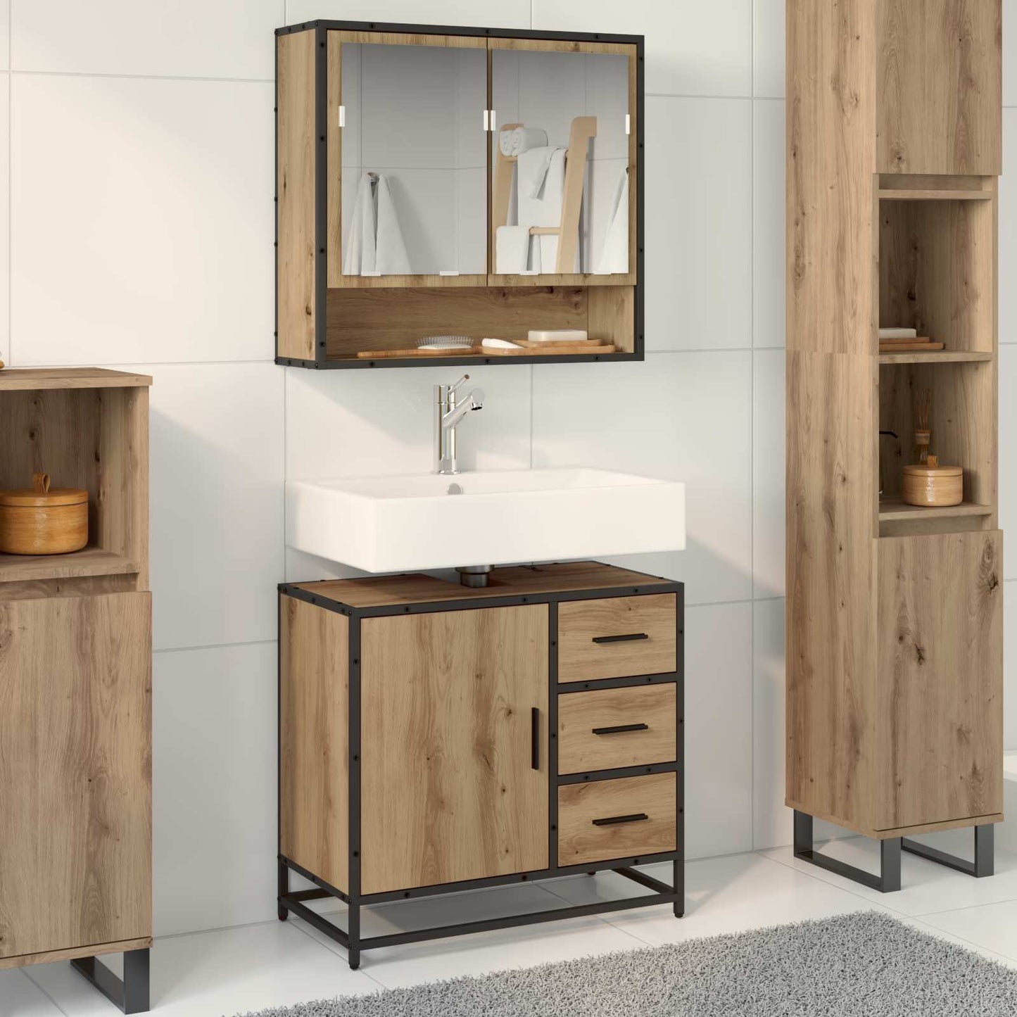 Baderomsskap Artisan Eik 65 x 33 x 60 cm Konstruert tre
