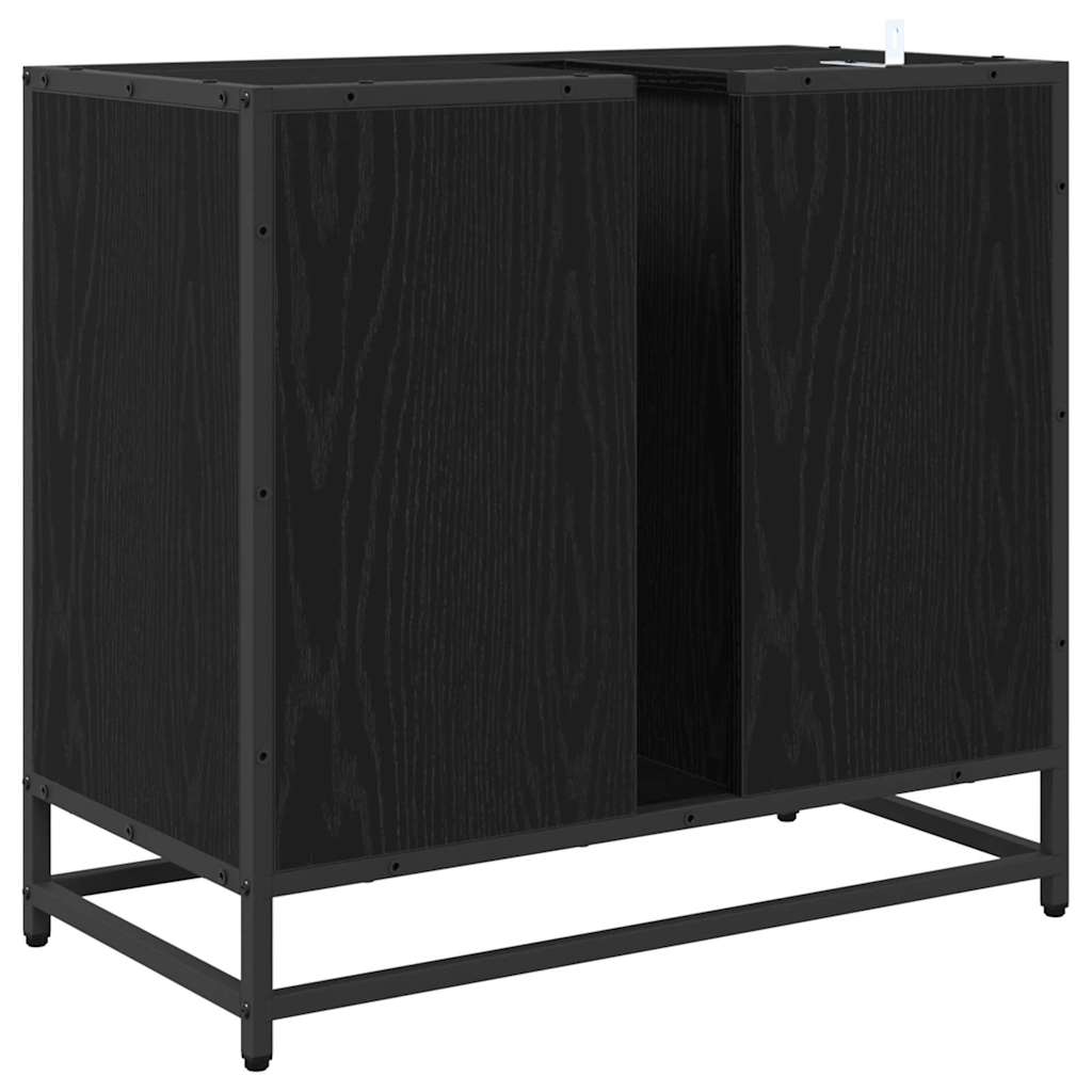 Baderomsskap med skuff Svart Eik 65 x 33 x 60 cm Konstruert tre