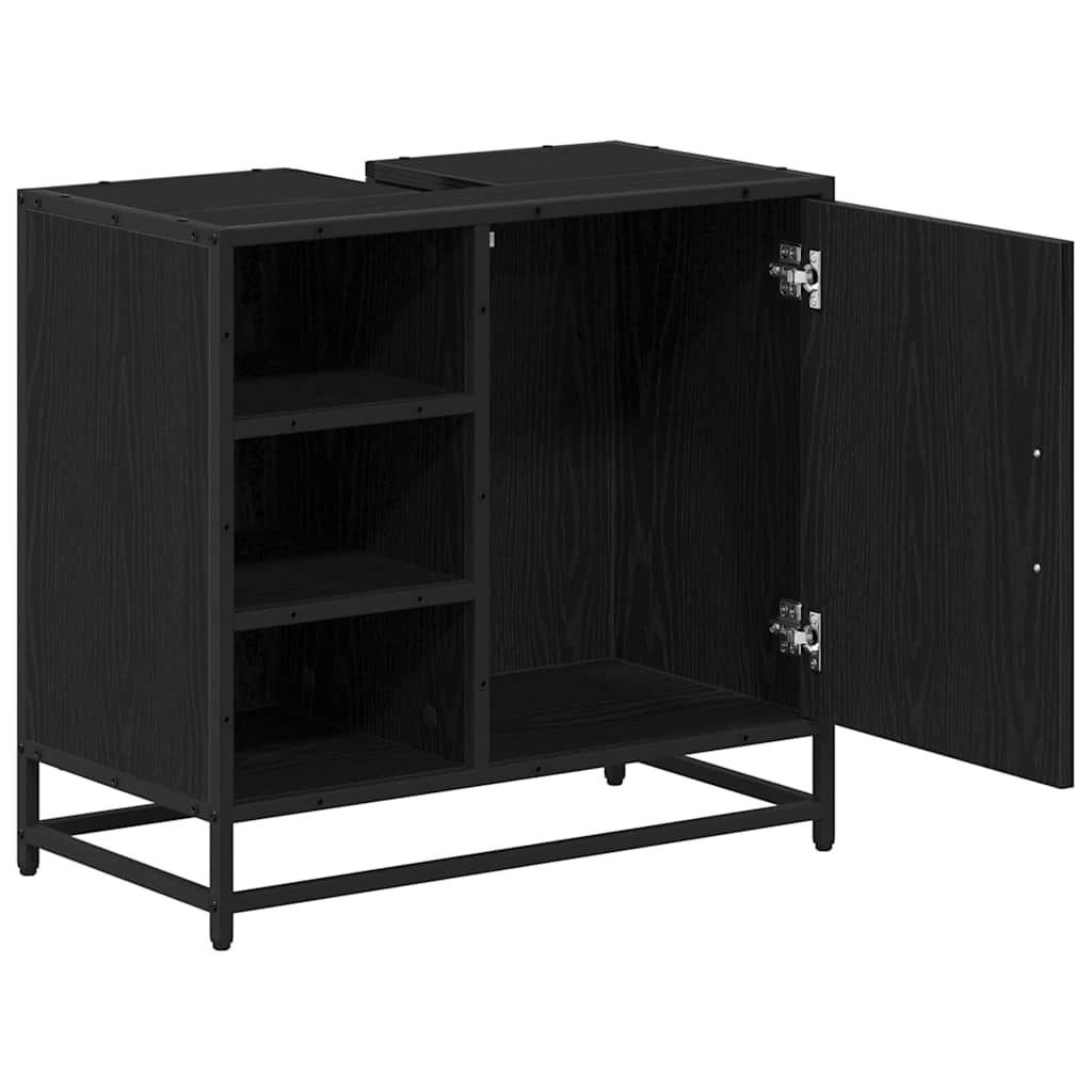 Baderomsskap med hylle Svart Eik 65 x 33 x 60 cm Konstruert tre