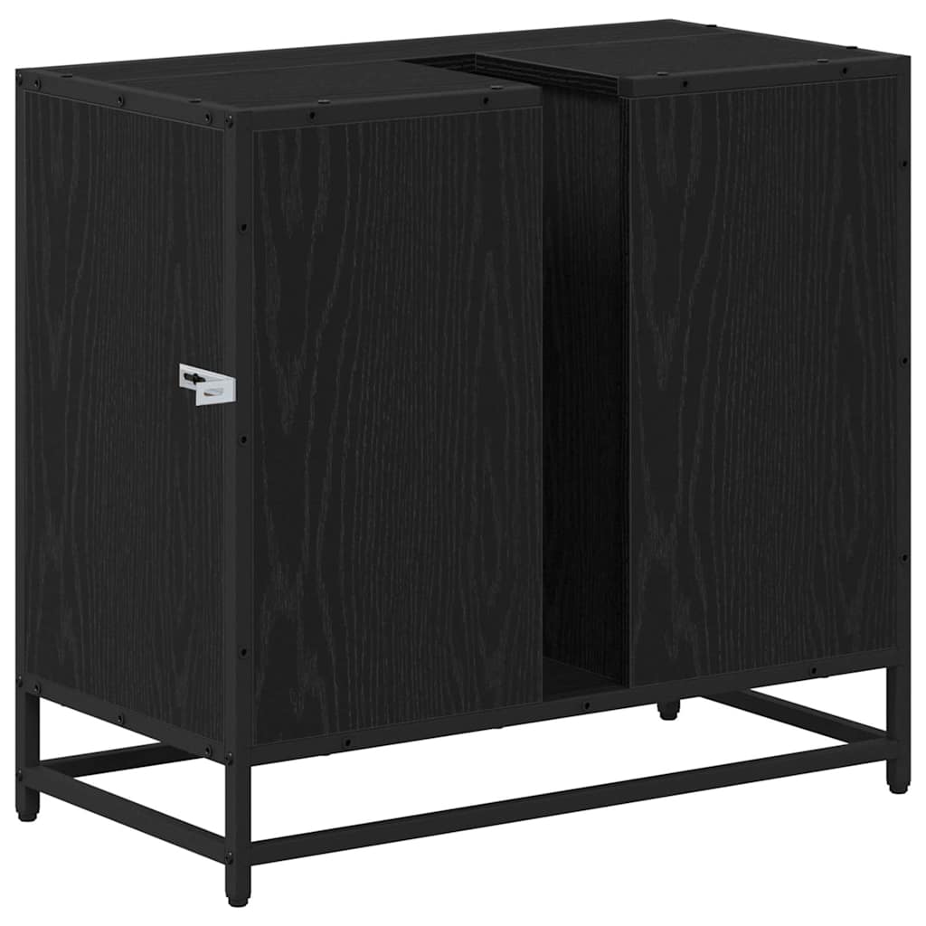 Baderomsskap med hylle Svart Eik 65 x 33 x 60 cm Konstruert tre