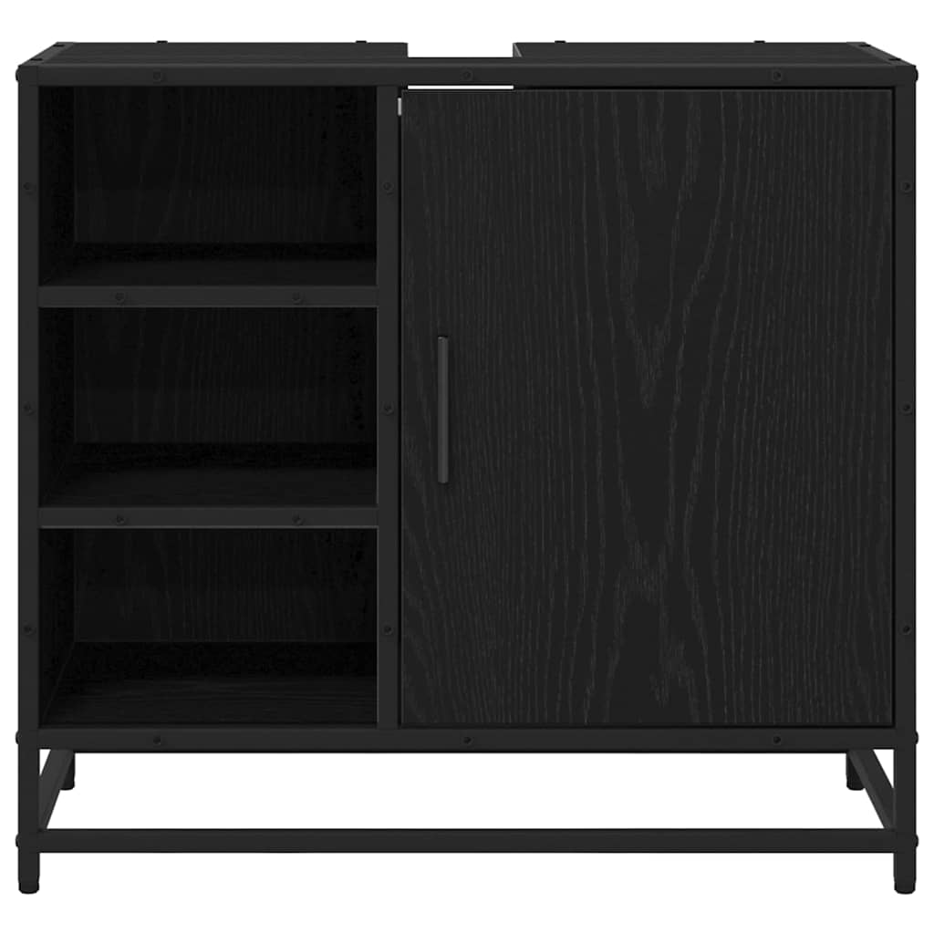 Baderomsskap med hylle Svart Eik 65 x 33 x 60 cm Konstruert tre