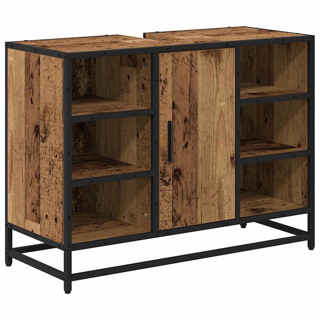 Baderomsskap med hylle Gamle tre 80 x 33 x 60 cm Konstruert tre