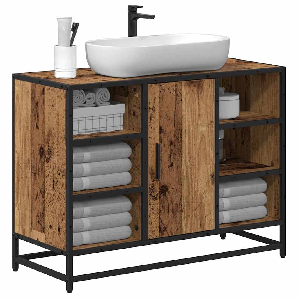 Baderomsskap med hylle Gamle tre 80 x 33 x 60 cm Konstruert tre