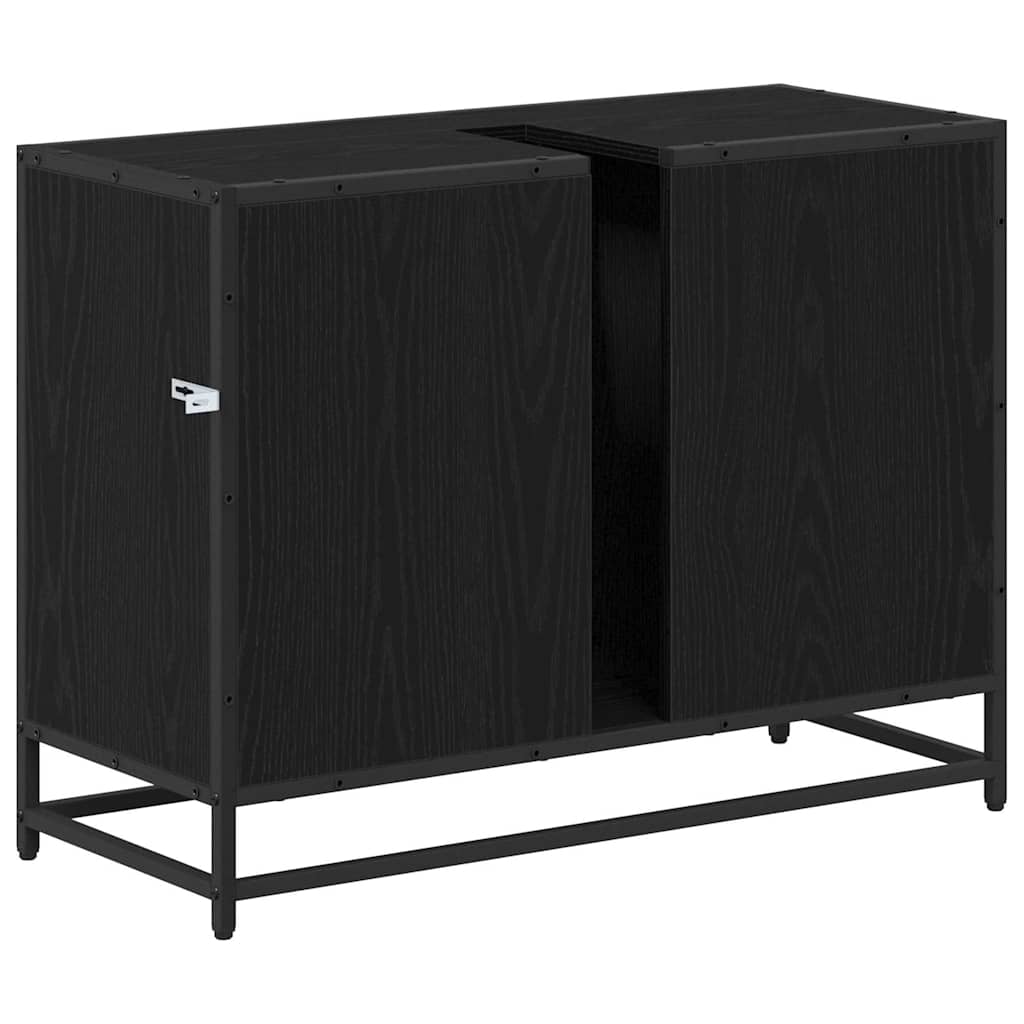 Baderomsskap med hylle Svart Eik 80 x 33 x 60 cm Konstruert tre