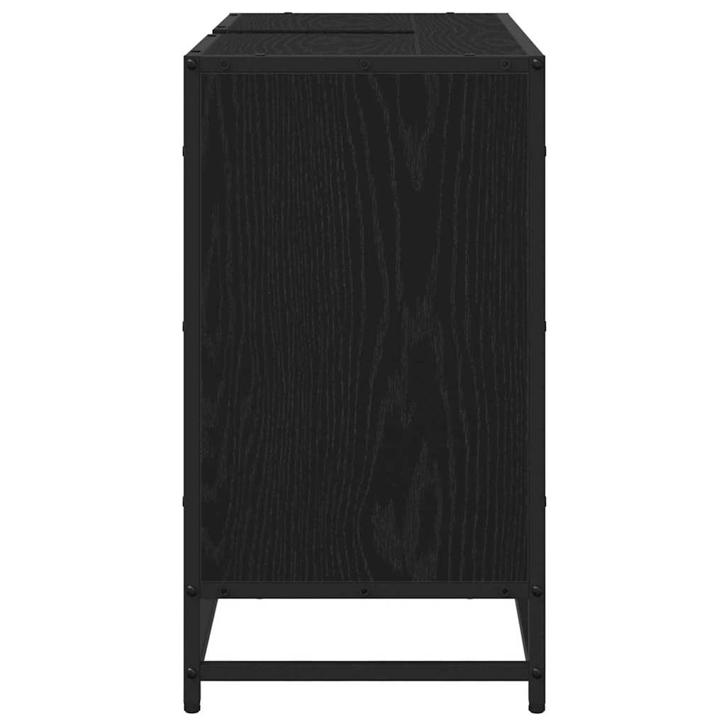 Baderomsskap med hylle Svart Eik 80 x 33 x 60 cm Konstruert tre