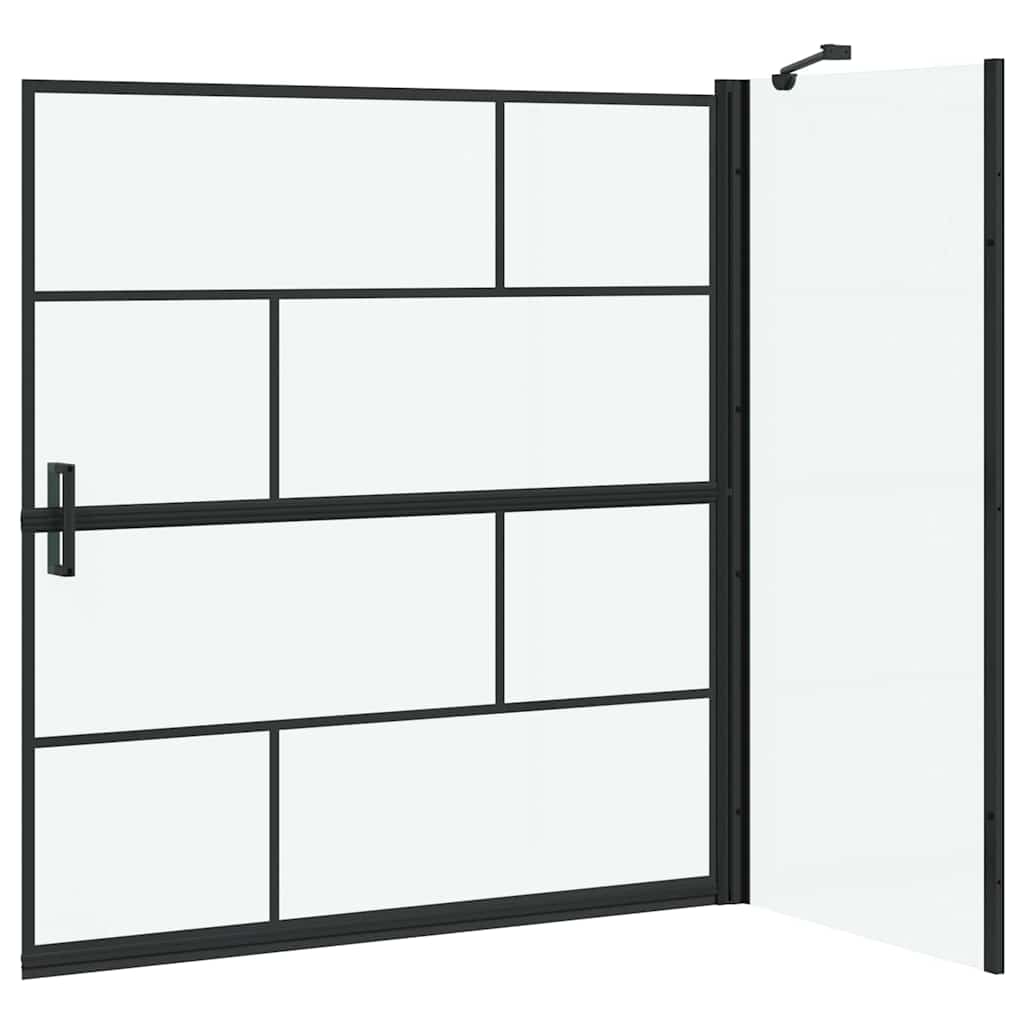 Bade dusjvegg Svart og gjennomsiktig 116 x 68 x 128 cm