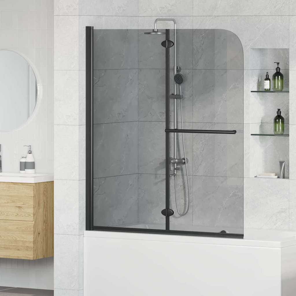 Dusjinnhegning Svart 95 x 140 cm ESG Glass og Aluminium