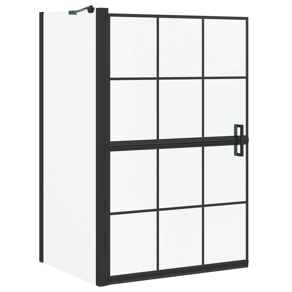 Bade dusjvegg Svart og gjennomsiktig 80 x 68 x 128 cm
