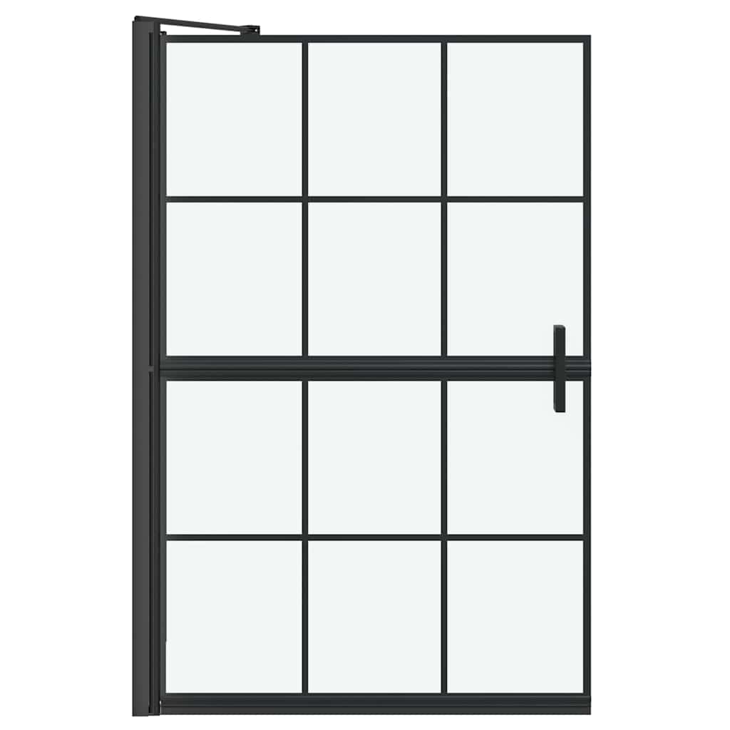 Bade dusjvegg Svart og gjennomsiktig 80 x 68 x 128 cm
