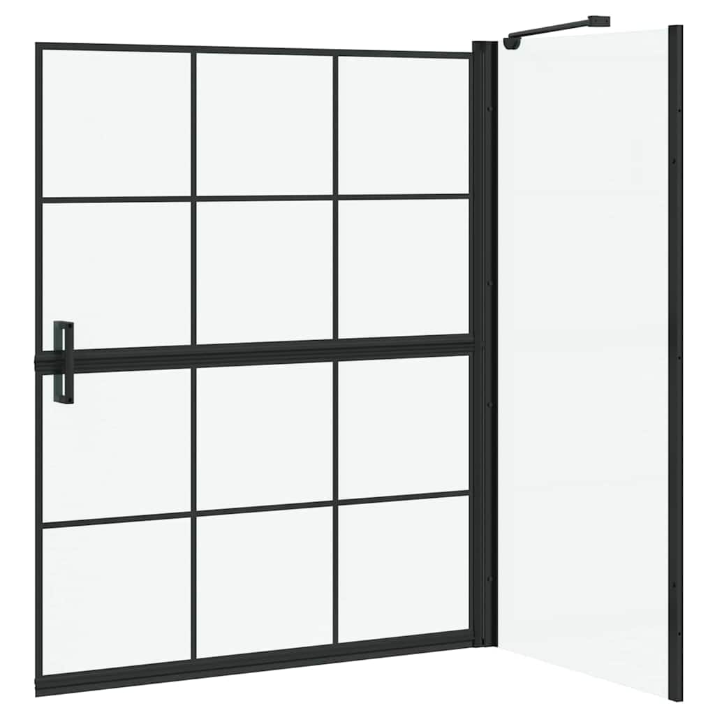 Bade dusjvegg Svart og gjennomsiktig 100 x 68 x 128 cm
