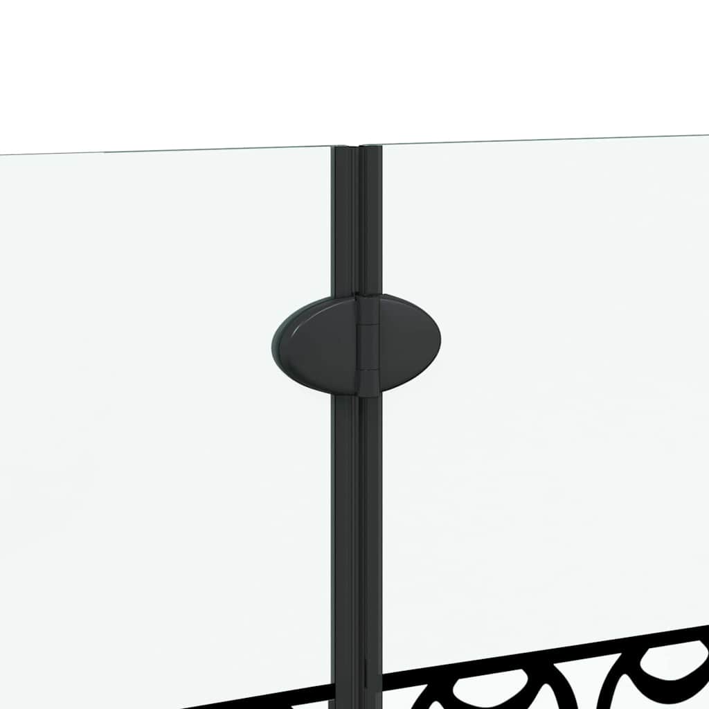 Dusjinnhegning Svart og gjennomsiktig 130 x 130 cm herdet glass