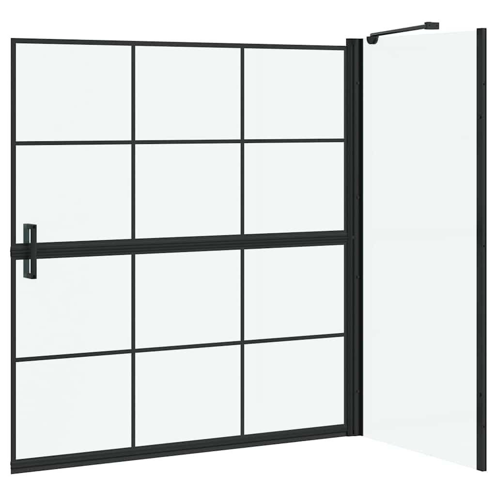 Bade dusjvegg Svart og gjennomsiktig 116 x 68 x 128 cm