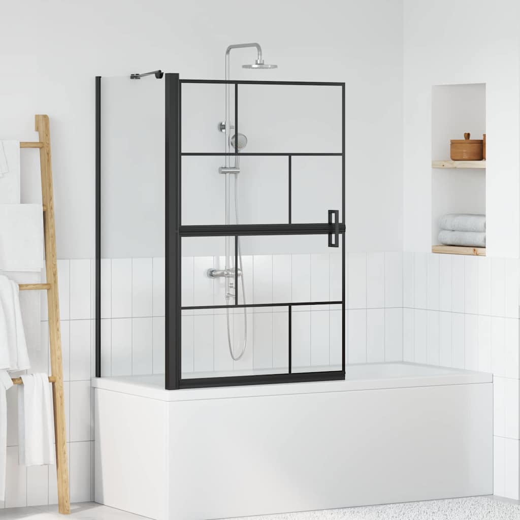 Bade dusjvegg Svart og gjennomsiktig 80 x 68 x 128 cm