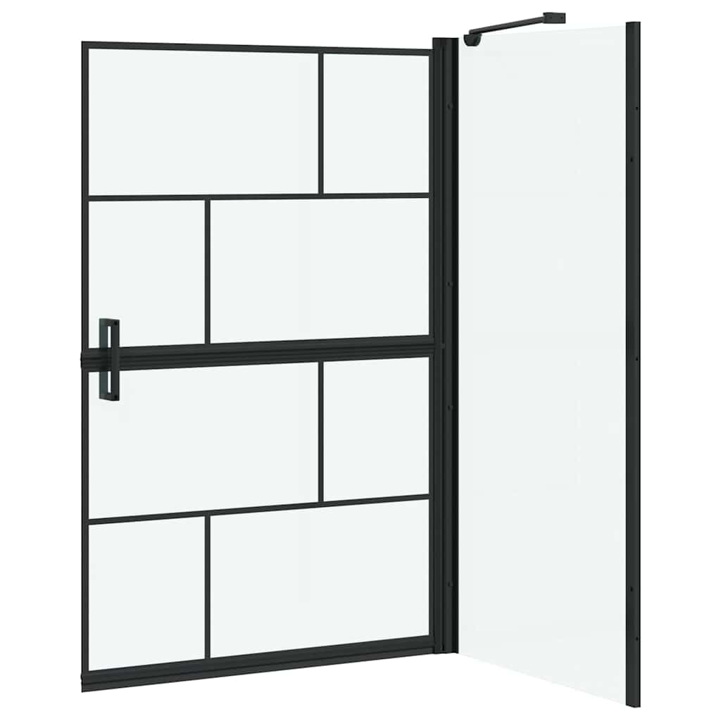 Bade dusjvegg Svart og gjennomsiktig 80 x 68 x 128 cm