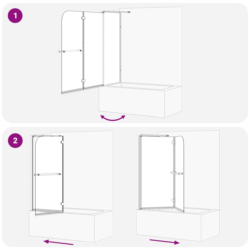 Bi-Folding Dusjinnhegning Mørk Transparent 120 x 67 x 129 cm