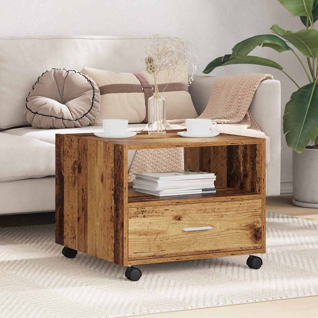 Kaffebord med skuff Gamle tre 55 x 55 x 45cm Konstruert tre