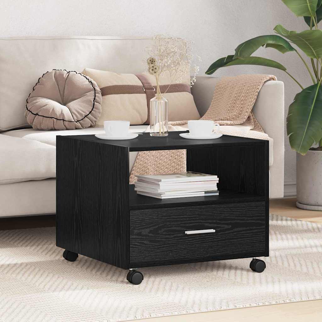 Kaffebord med skuff Svart Eik 55 x 55 x 45cm Konstruert tre