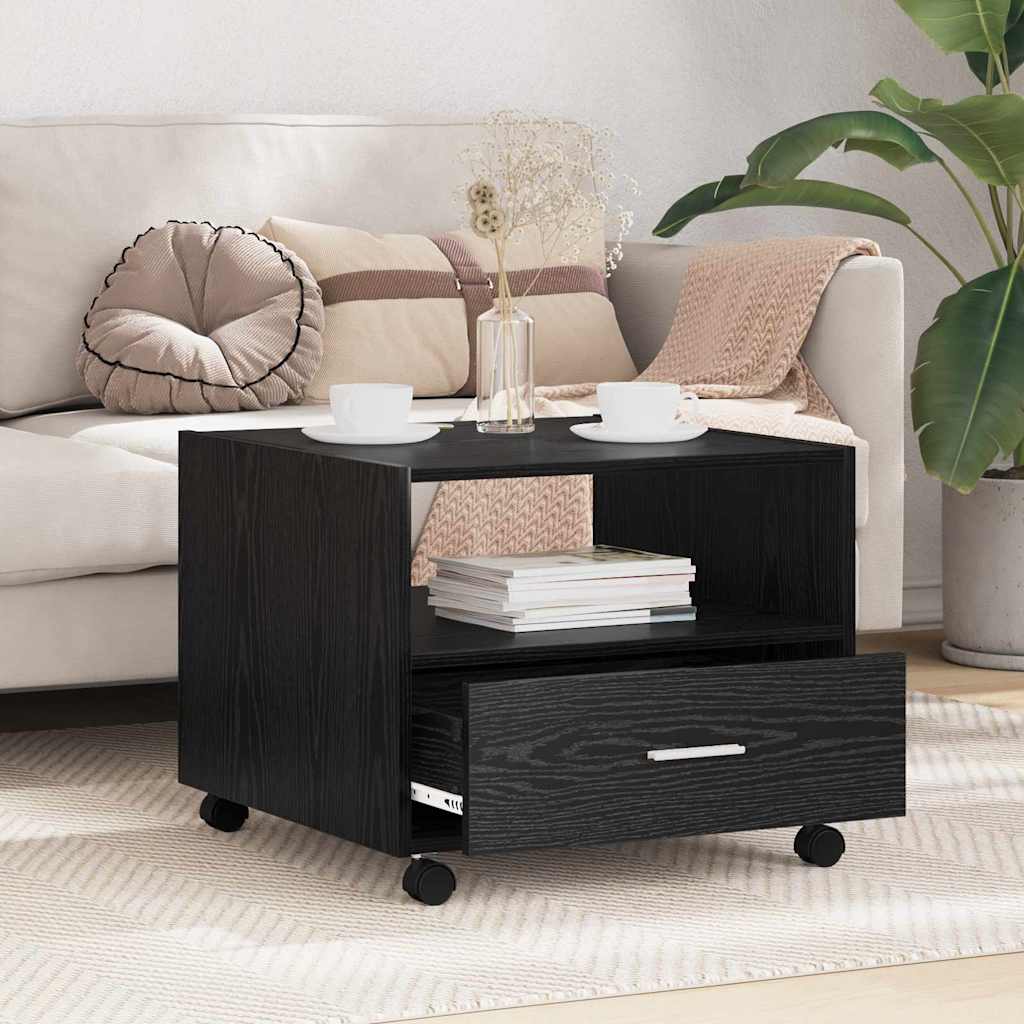Kaffebord med skuff Svart Eik 55 x 55 x 45cm Konstruert tre