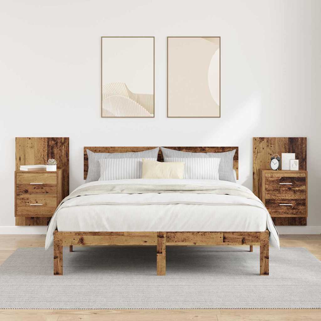Vegghengt nattbord 2 pcs Gamle tre 48,5 x 32,5 x 80 cm