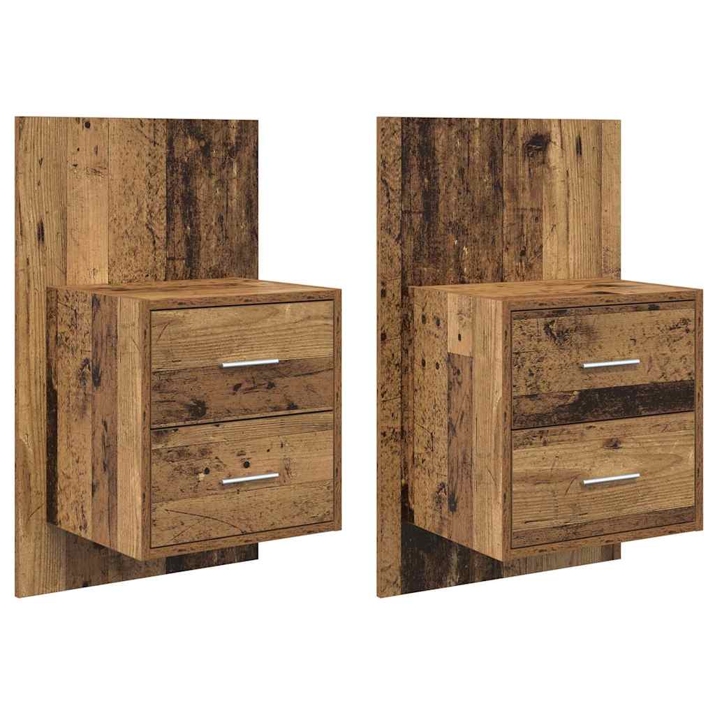 Vegghengt nattbord 2 pcs Gamle tre 48,5 x 32,5 x 80 cm