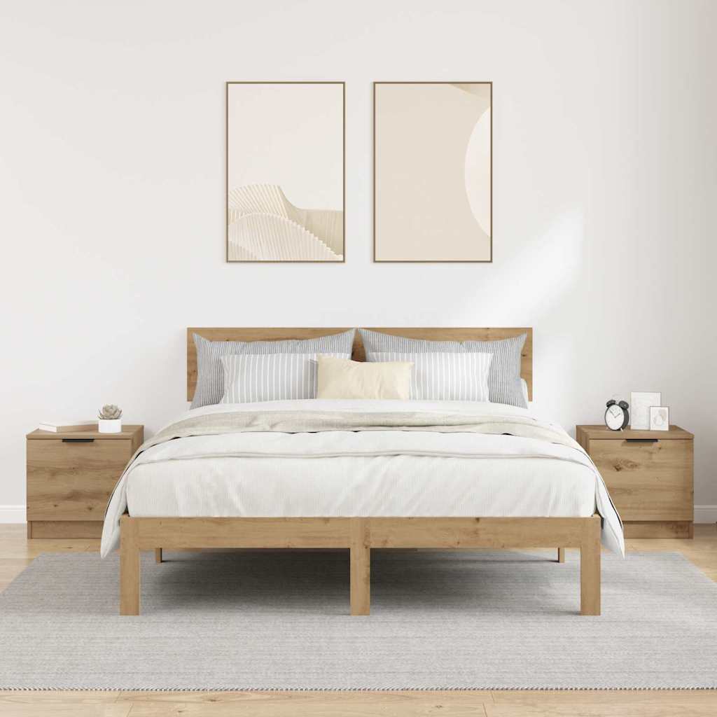 Sengeskap 2 pcs Artisan Eik 40 x 39 x 40cm Konstruert tre