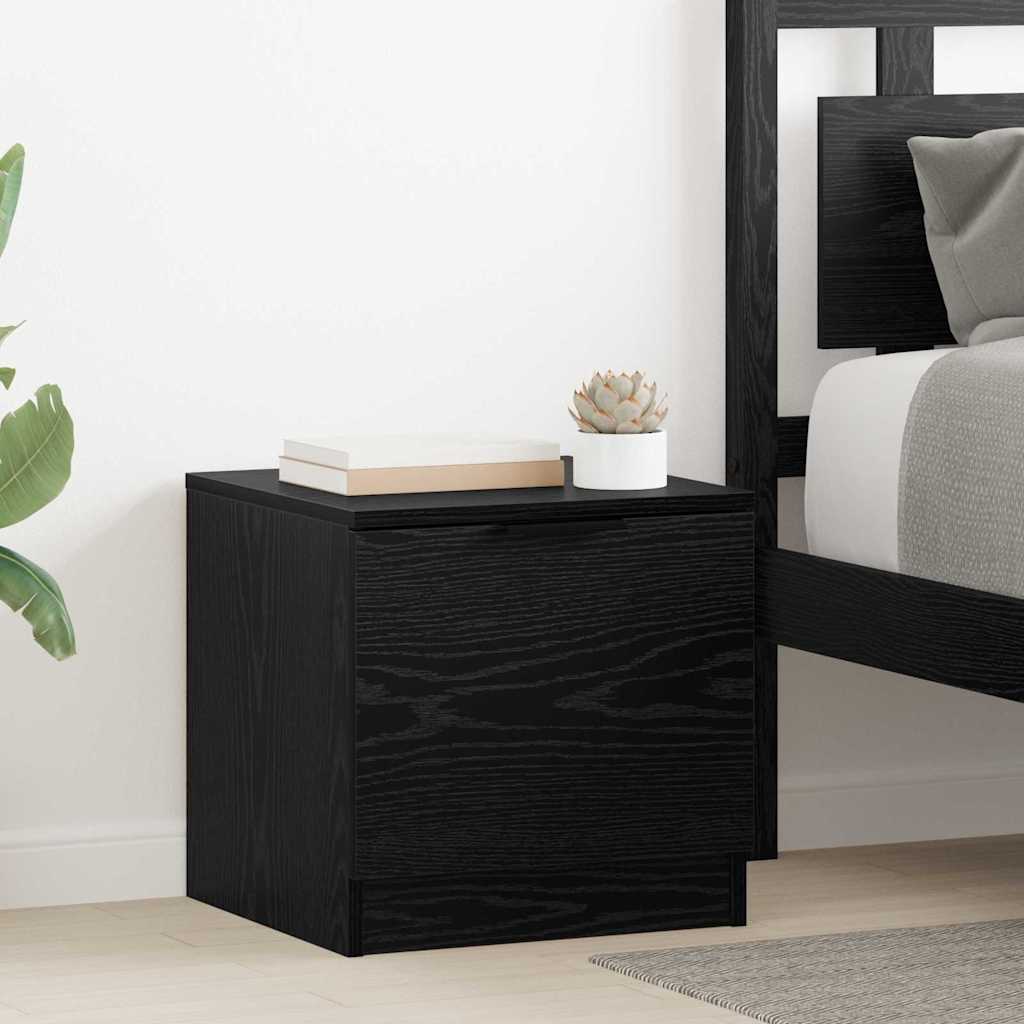 Sengeskap 2 pcs Svart Eik 40 x 39 x 40cm Konstruert tre