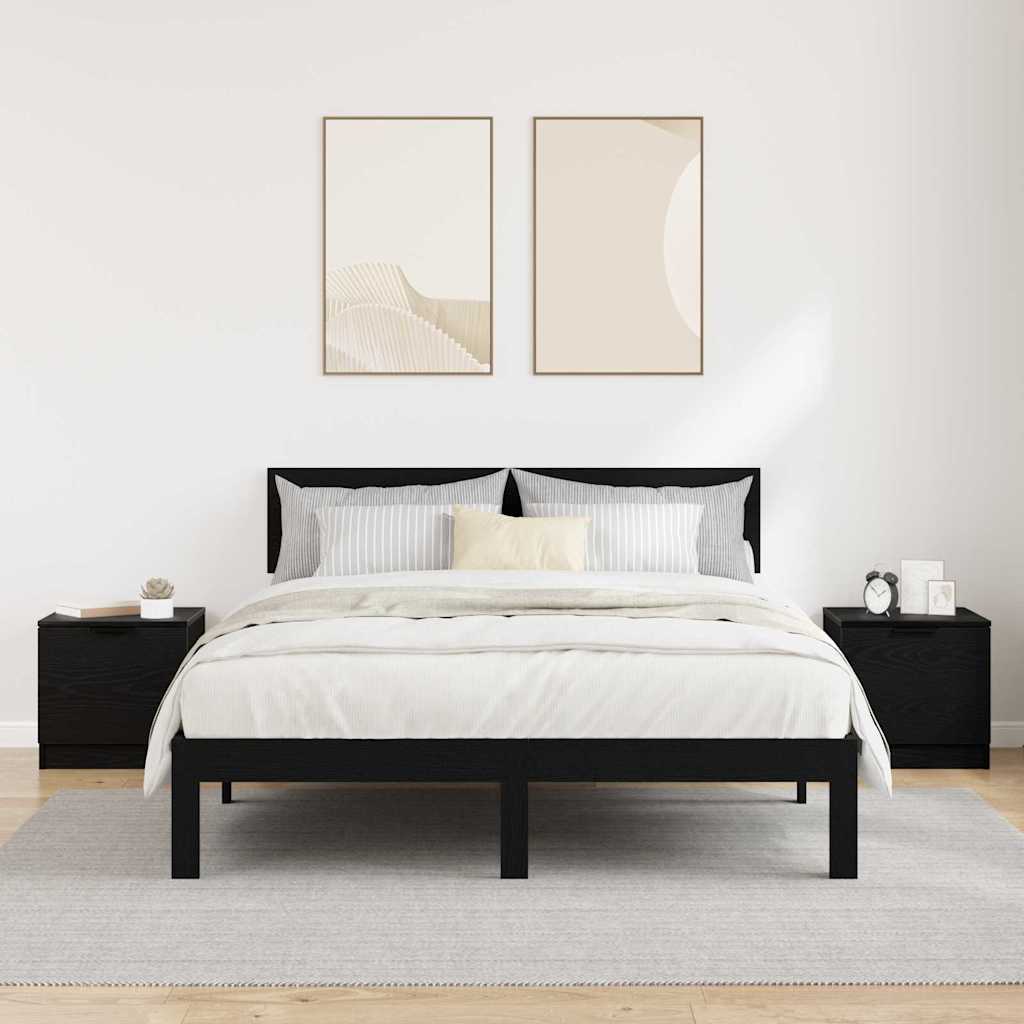 Sengeskap 2 pcs Svart Eik 40 x 39 x 40cm Konstruert tre