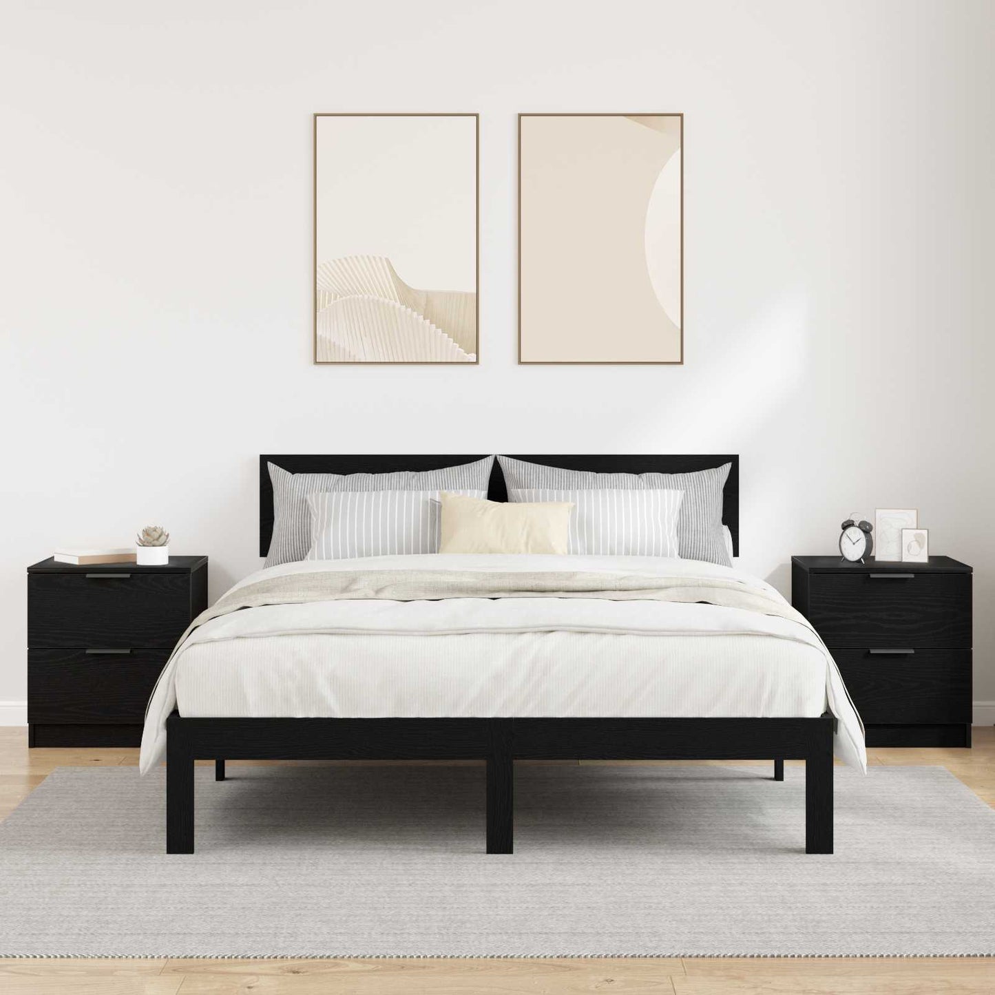 Nattbordskap 2 pcs Svart Eik 45 x 39 x 50 cm Konstruert tre