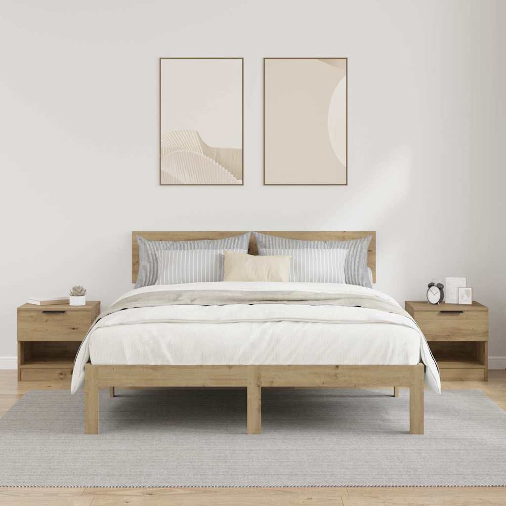Sengeskap 2 pcs Artisan Eik 40 x 39 x 40cm Konstruert tre
