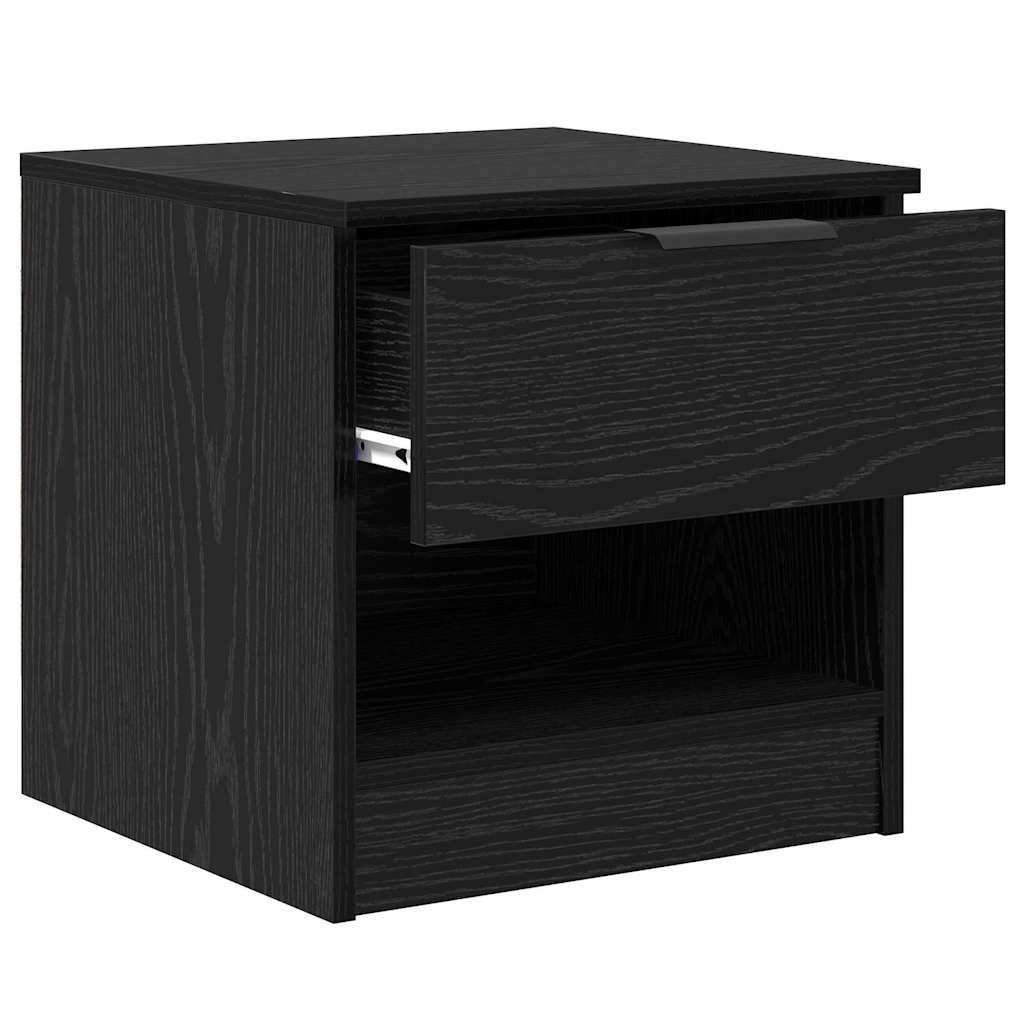 Sengeskap 2 pcs Svart Eik 40 x 39 x 40cm Konstruert tre
