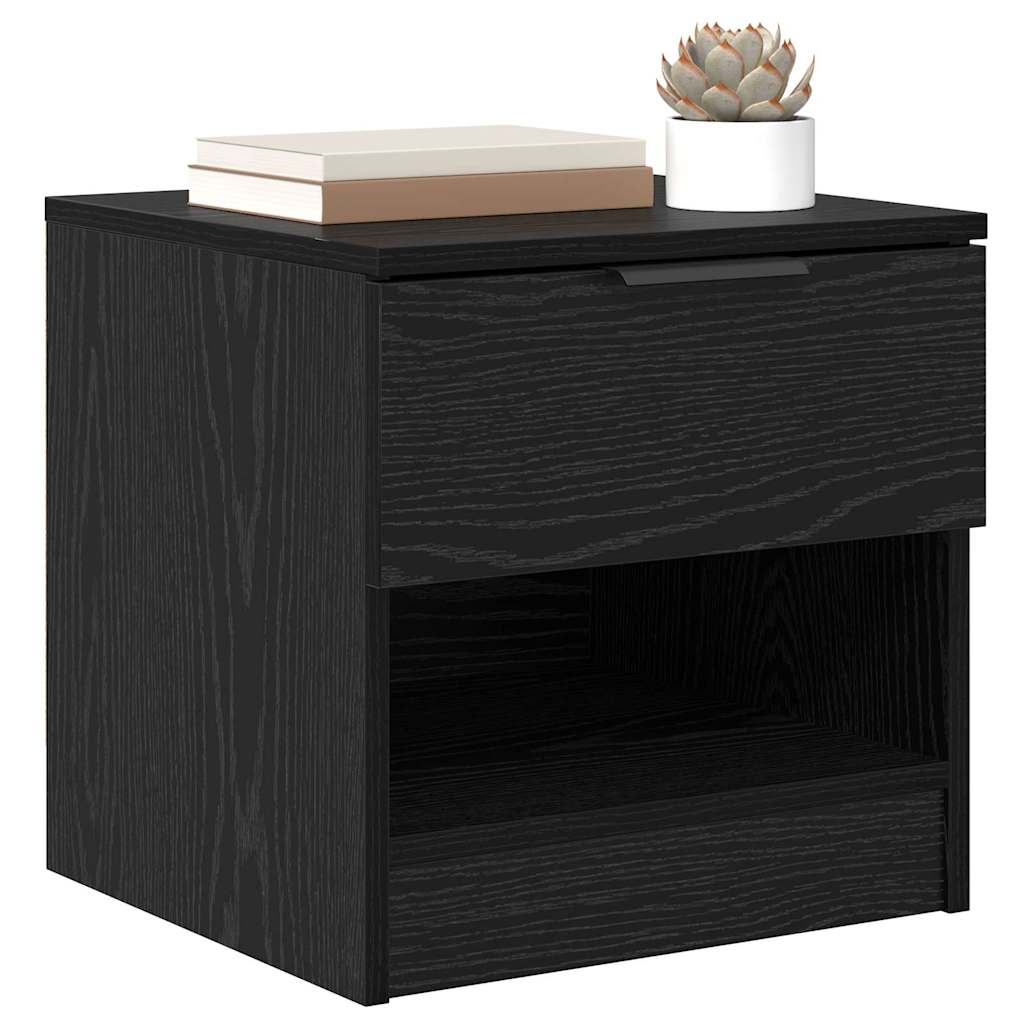 Sengeskap 2 pcs Svart Eik 40 x 39 x 40cm Konstruert tre