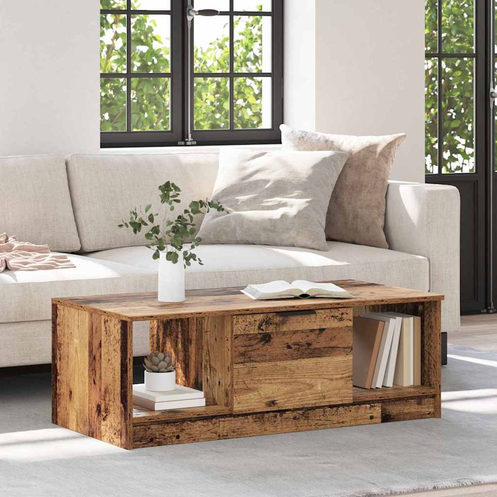 Kaffebord med skuff Gamle tre 102 x 50 x 36cm Konstruert tre