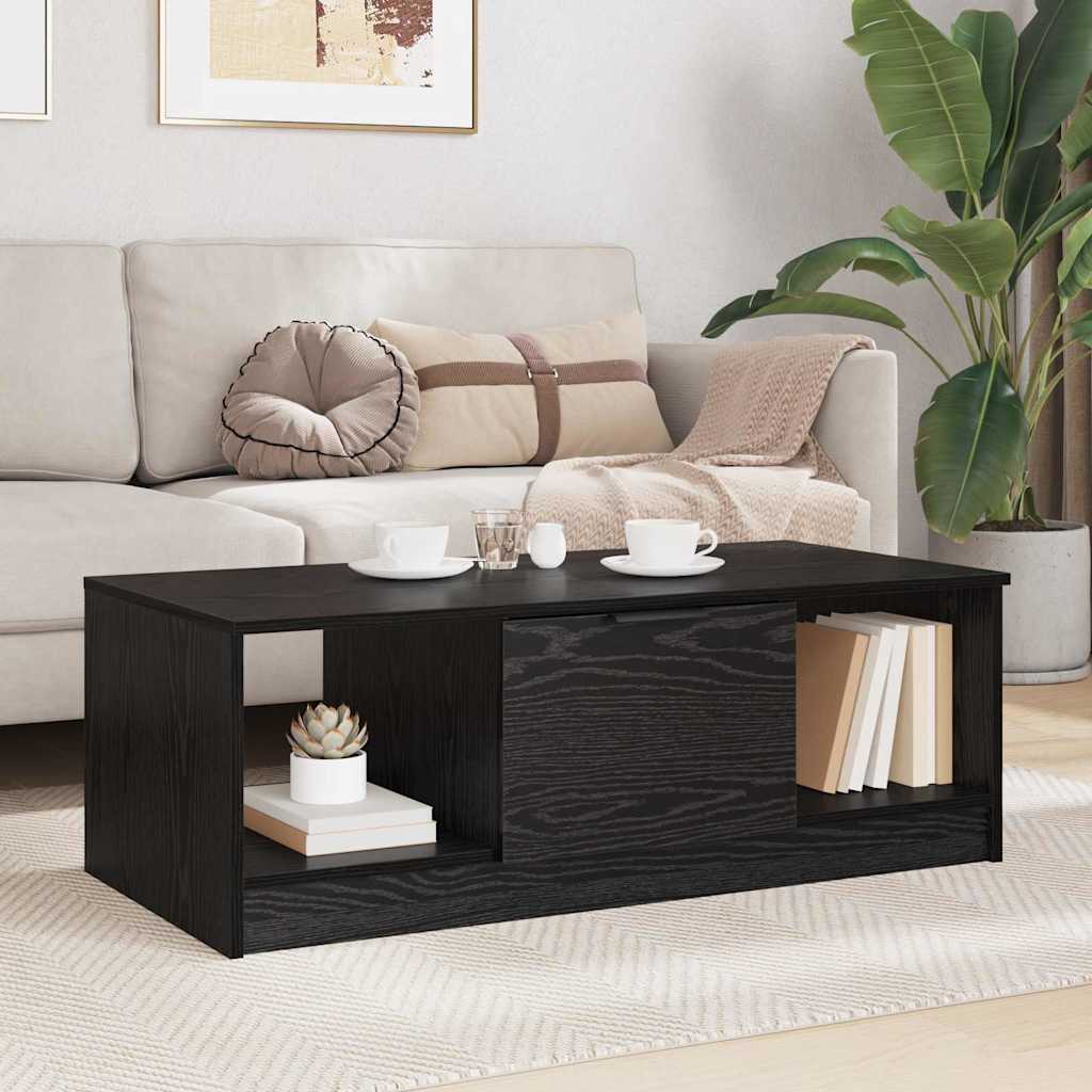 Kaffebord med skuff Svart Eik 102 x 50 x 36cm Konstruert tre