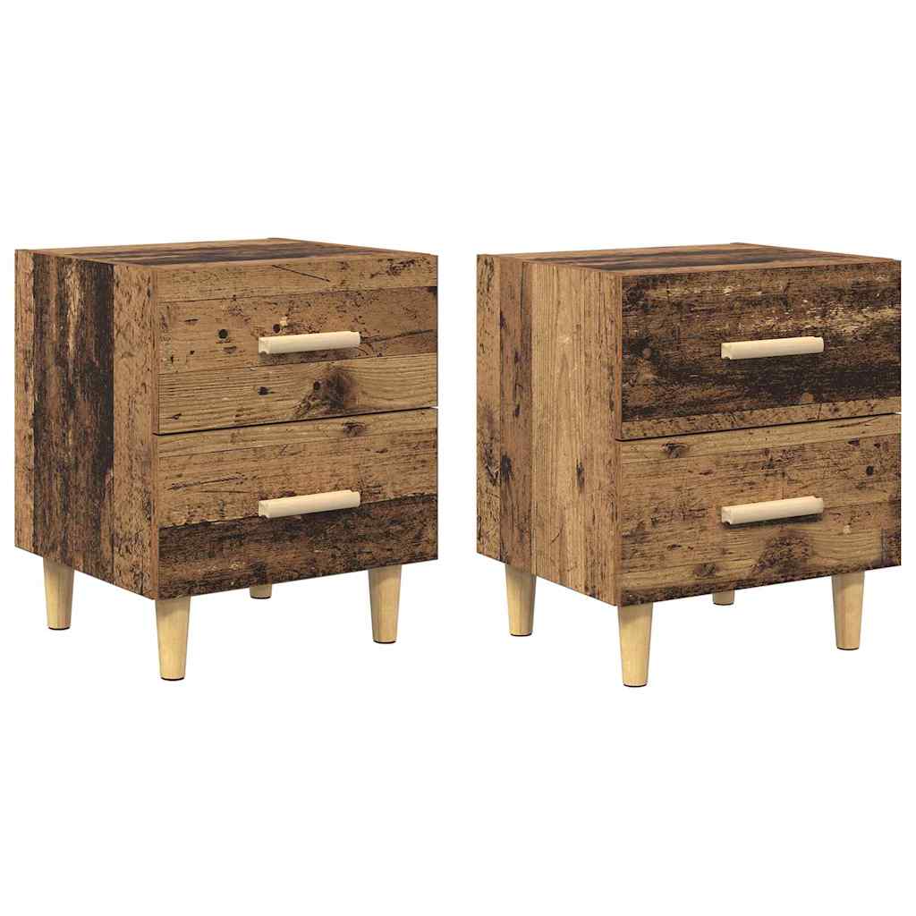 Sengeskap 2 pcs Gammelt tre 40 x 35 x 47.5cm Konstruert tre