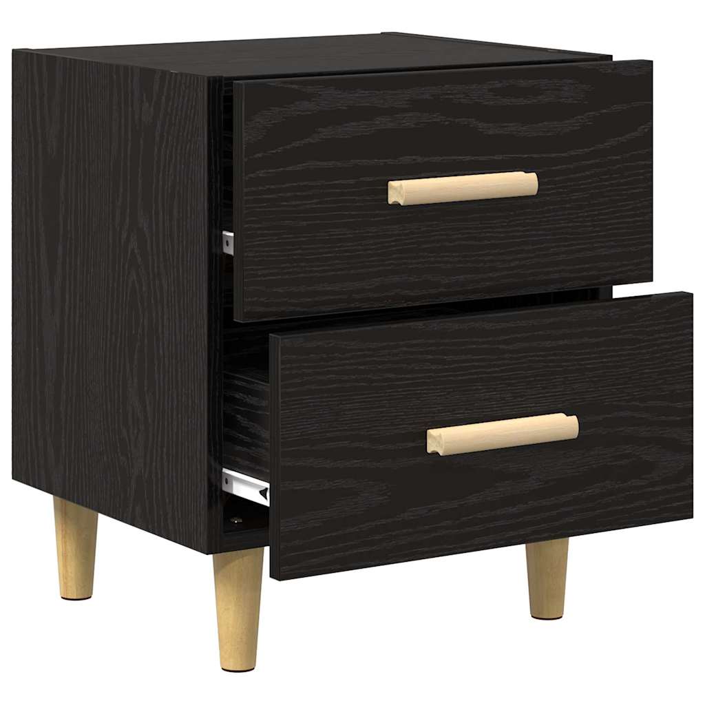 Sengeskap 2 pcs Svart Eik 40 x 35 x 47.5cm Konstruert tre