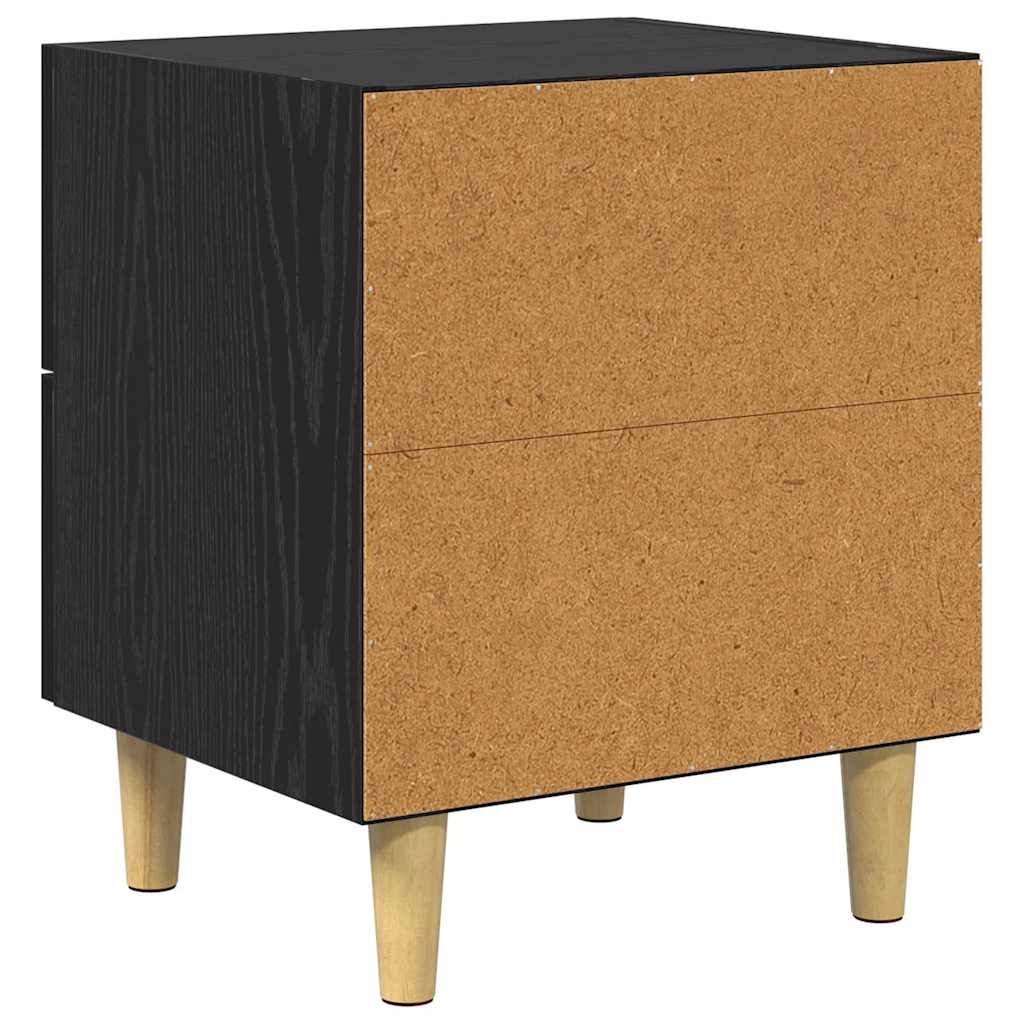 Sengeskap 2 pcs Svart Eik 40 x 35 x 47.5cm Konstruert tre