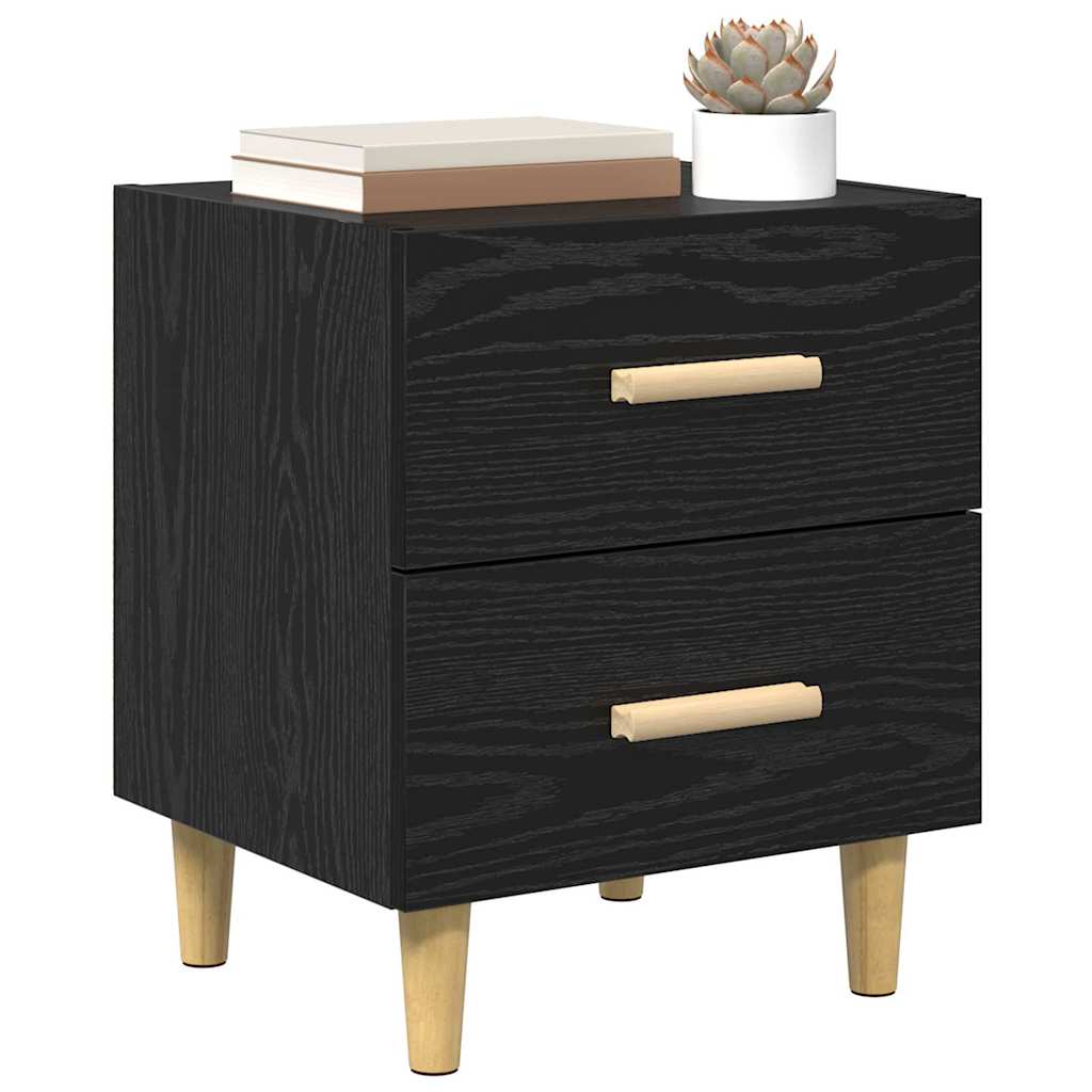 Sengeskap 2 pcs Svart Eik 40 x 35 x 47.5cm Konstruert tre