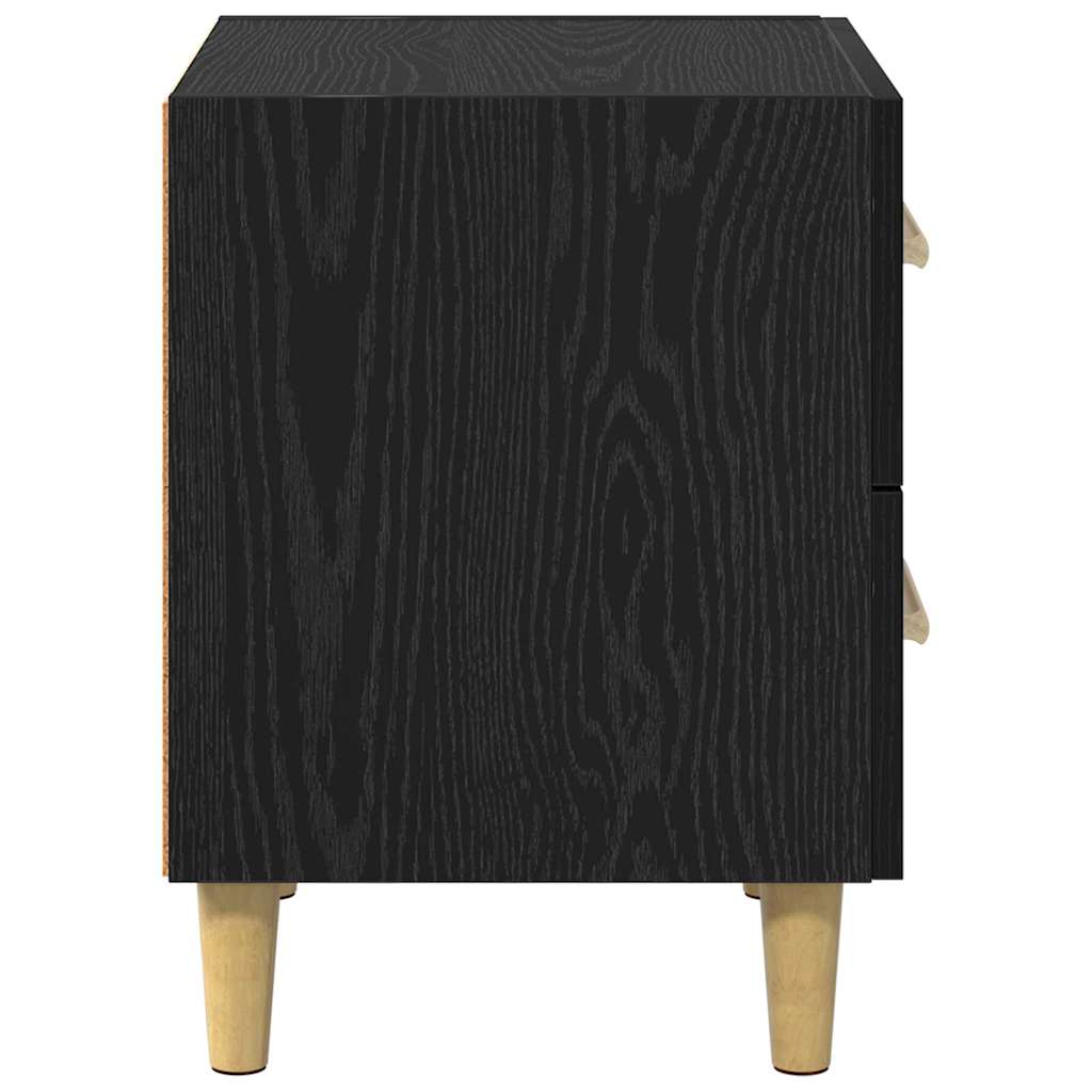 Sengeskap 2 pcs Svart Eik 40 x 35 x 47.5cm Konstruert tre