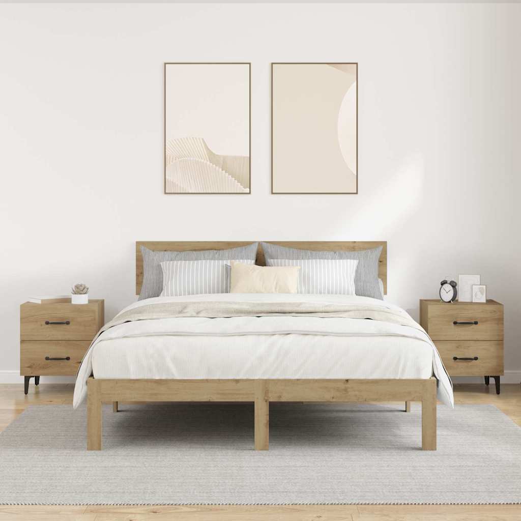 Sengeskap 2 pcs Artisan Eik 40 x 35 x 47,5 cm Konstruert tre