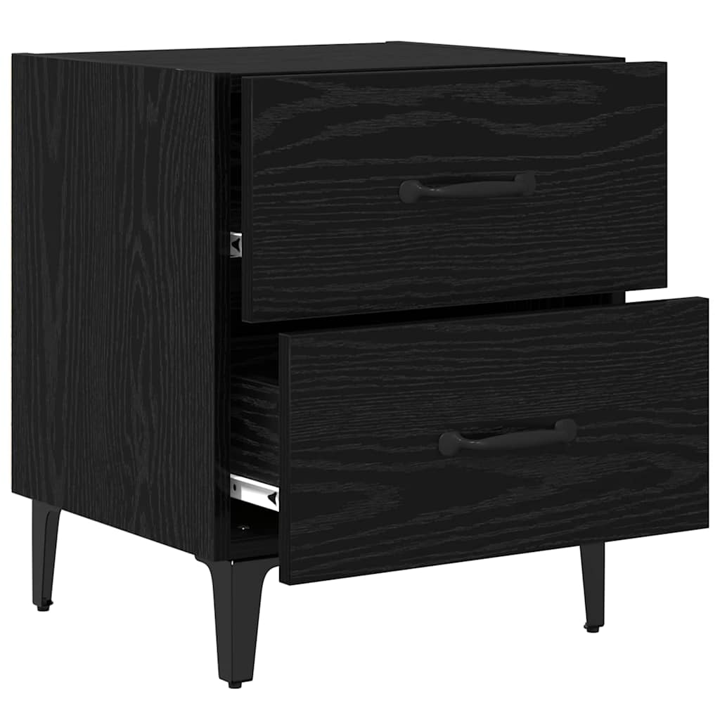 Sengeskap med skuff Svart Eik 40 x 35 x 47,5 cm Konstruert tre