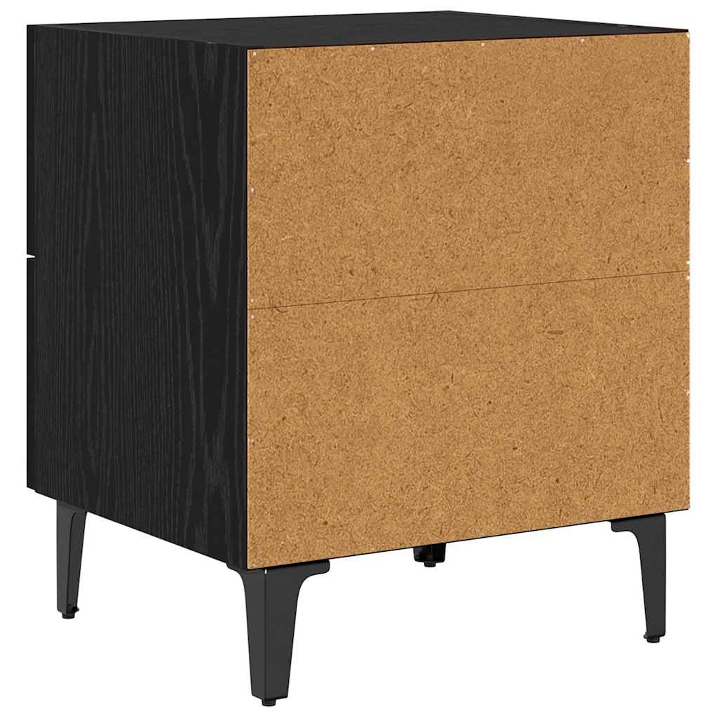 Sengeskap med skuff Svart Eik 40 x 35 x 47,5 cm Konstruert tre