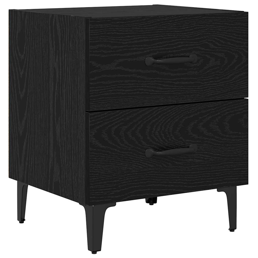 Sengeskap 2 pcs Svart Eik 40 x 35 x 47,5 cm Konstruert tre