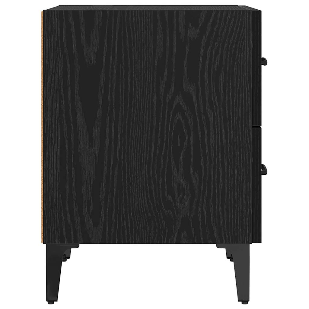 Sengeskap 2 pcs Svart Eik 40 x 35 x 47,5 cm Konstruert tre