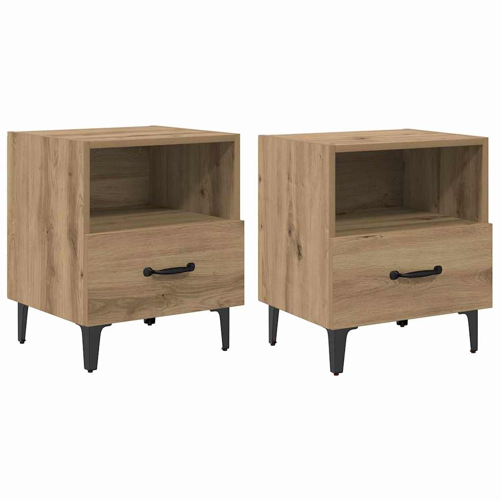 Nattbordskap 2 pcs Artisan Eik 40 x 35 x 47,5 cm Konstruert tre