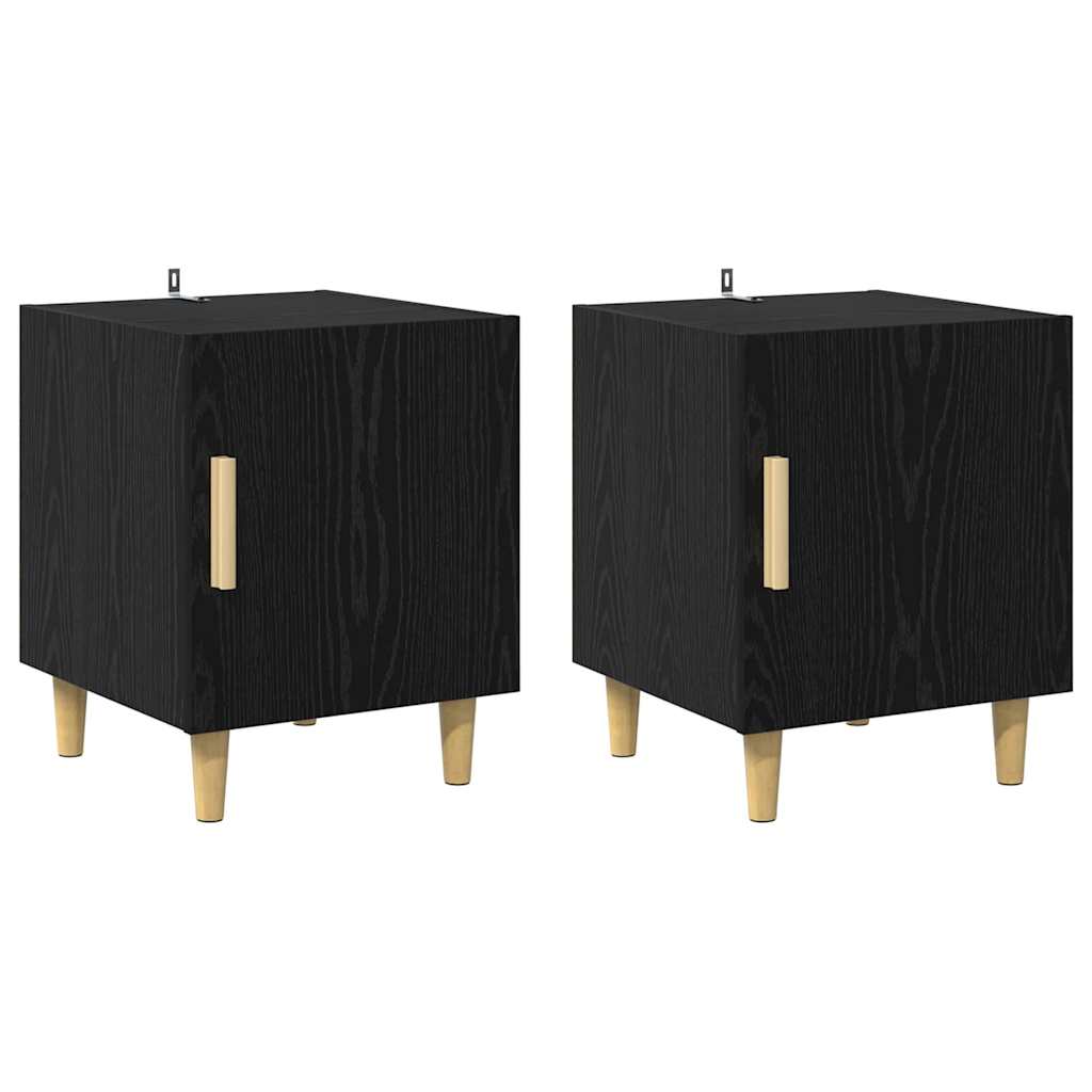 Nattbordskap 2 pcs Svart Eik 40 x 40 x 50 cm Konstruert tre