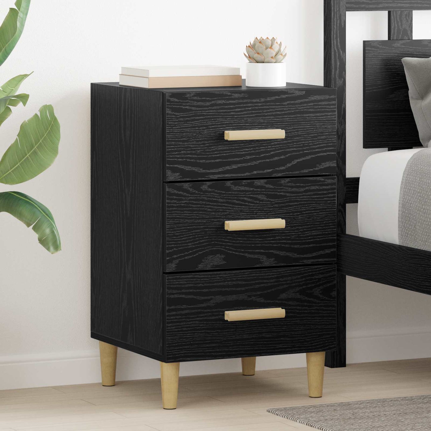 Nattbordskap Svart Eik 40 x 40 x 66 cm Konstruert tre